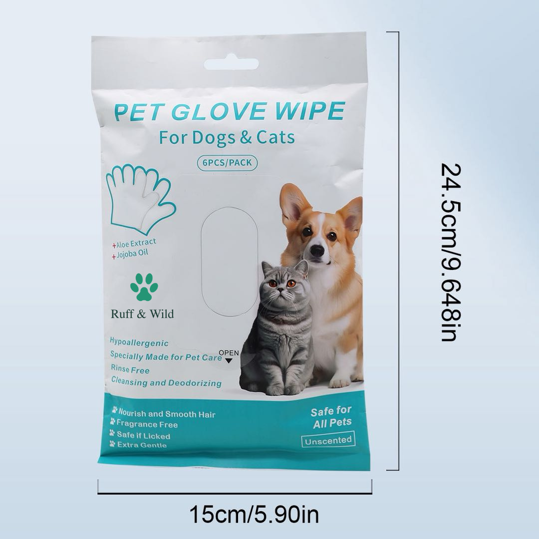 Hypoallergenic Pet Cleaning Glove Wipes (Unscented)