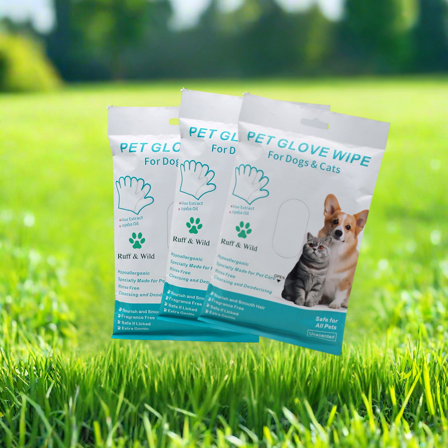 Hypoallergenic Pet Cleaning Glove Wipes (Unscented)