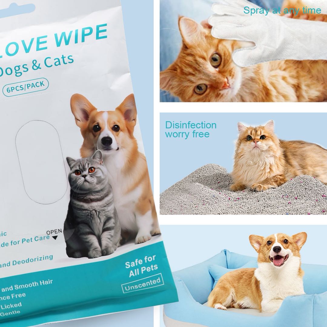 Hypoallergenic Pet Cleaning Glove Wipes (Unscented)
