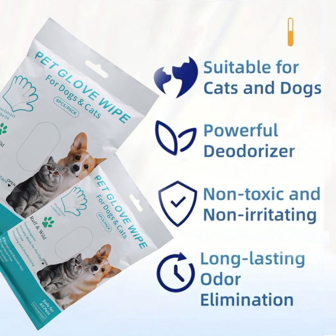 Hypoallergenic Pet Cleaning Glove Wipes (Unscented)